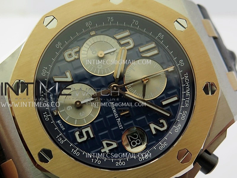 Royal Oak Offshore 42mm SS RG TKF Best Edition Blue Dial On Black Leather Strap Asian 3126