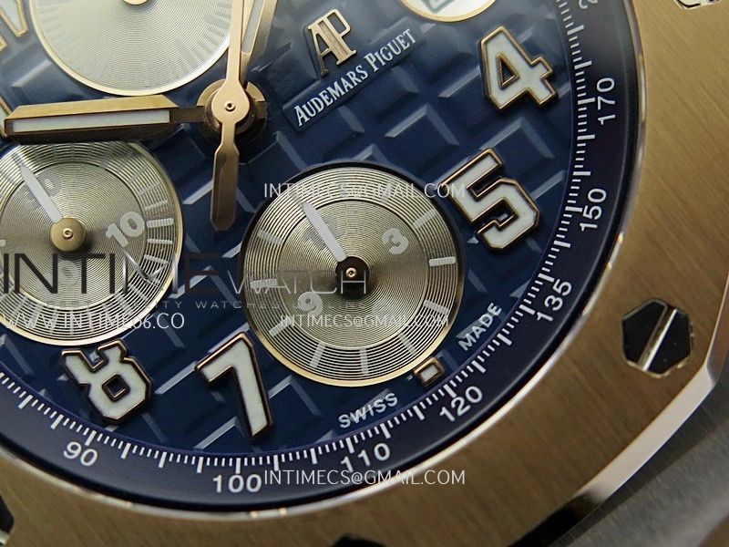 Royal Oak Offshore 42mm SS RG TKF Best Edition Blue Dial On Black Leather Strap Asian 3126