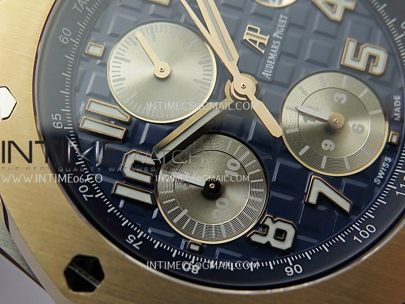 Royal Oak Offshore 42mm SS RG TKF Best Edition Blue Dial On Black Leather Strap Asian 3126