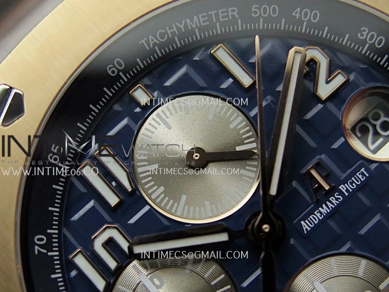 Royal Oak Offshore 42mm SS RG TKF Best Edition Blue Dial On Black Leather Strap Asian 3126