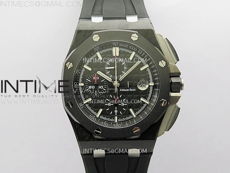 Royal Oak Offshore 44mm Carbon TKF 1:1 Best Edition Black Dial on Black Rubber Strap A3126