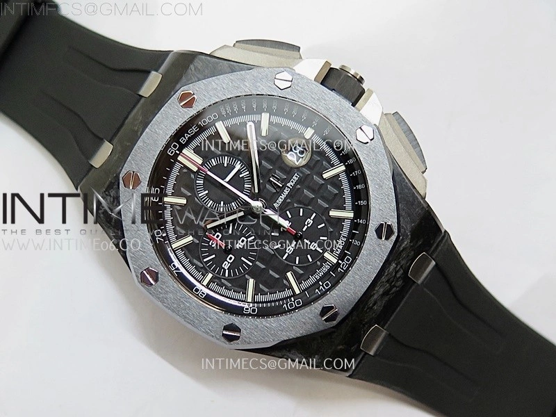 Royal Oak Offshore 44mm Carbon TKF 1:1 Best Edition Black Dial on Black Rubber Strap A3126