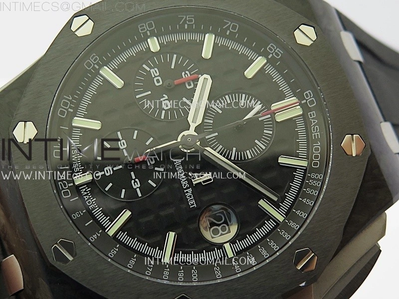 Royal Oak Offshore 44mm Carbon TKF 1:1 Best Edition Black Dial on Black Rubber Strap A3126