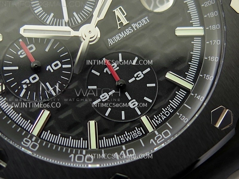 Royal Oak Offshore 44mm Carbon TKF 1:1 Best Edition Black Dial on Black Rubber Strap A3126