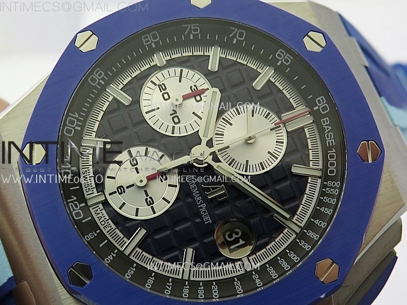 Royal Oak Offshore 44mm SS TKF 1:1 Best Edition Blue Dial on Blue Camou Rubber Strap A3126