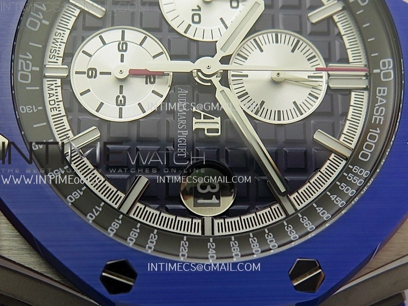 Royal Oak Offshore 44mm SS TKF 1:1 Best Edition Blue Dial on Blue Camou Rubber Strap A3126