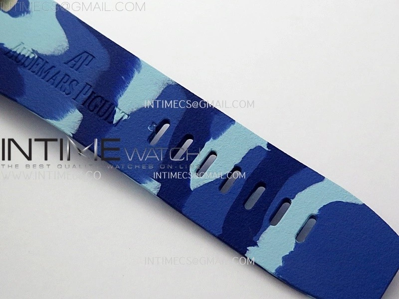 Royal Oak Offshore 44mm SS TKF 1:1 Best Edition Blue Dial on Blue Camou Rubber Strap A3126