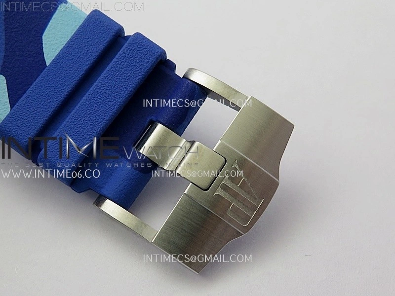 Royal Oak Offshore 44mm SS TKF 1:1 Best Edition Blue Dial on Blue Camou Rubber Strap A3126