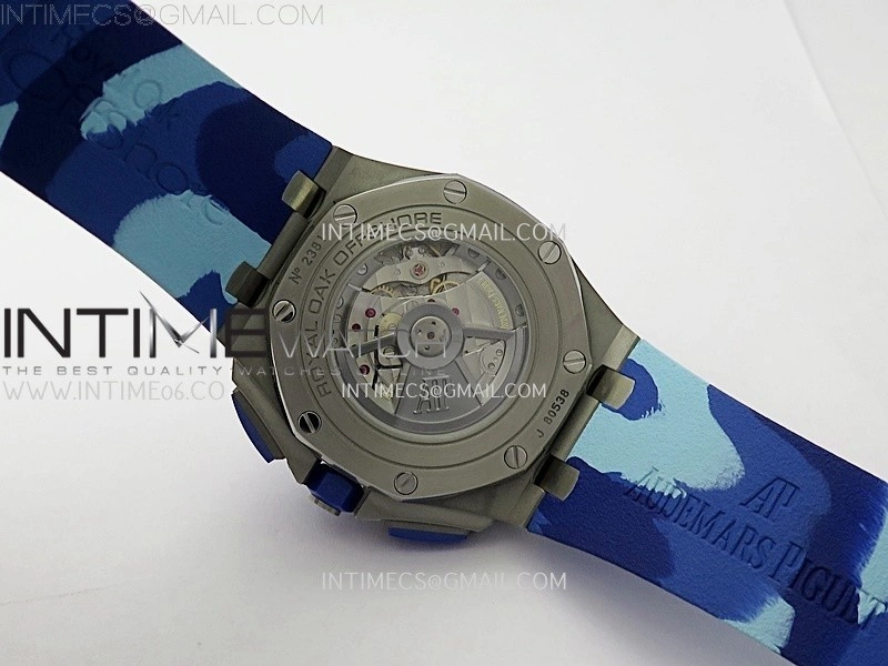 Royal Oak Offshore 44mm SS TKF 1:1 Best Edition Blue Dial on Blue Camou Rubber Strap A3126