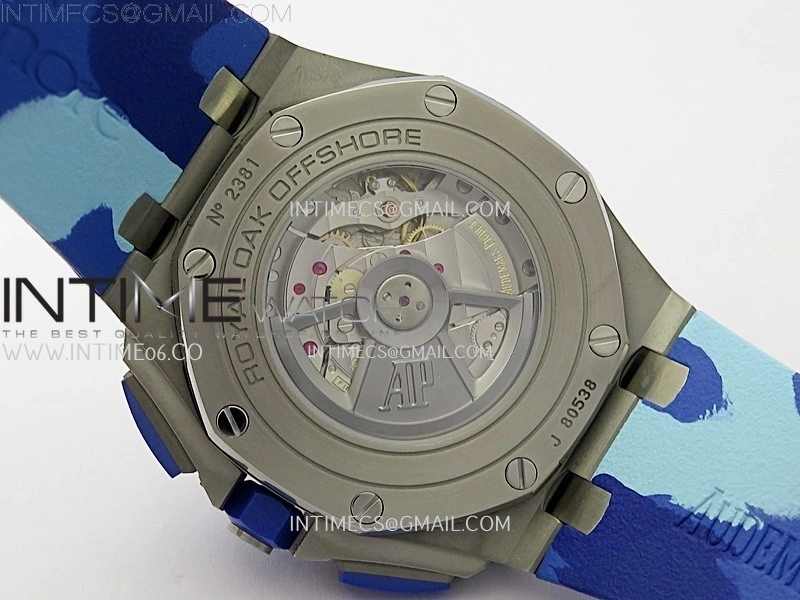 Royal Oak Offshore 44mm SS TKF 1:1 Best Edition Blue Dial on Blue Camou Rubber Strap A3126