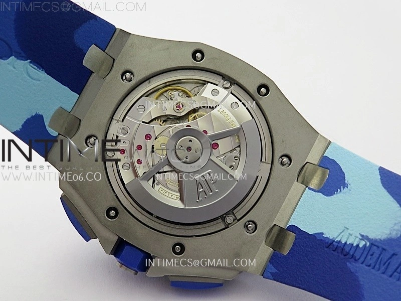 Royal Oak Offshore 44mm SS TKF 1:1 Best Edition Blue Dial on Blue Camou Rubber Strap A3126