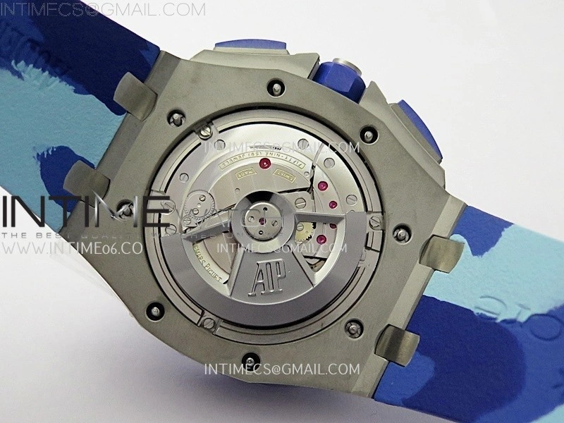Royal Oak Offshore 44mm SS TKF 1:1 Best Edition Blue Dial on Blue Camou Rubber Strap A3126
