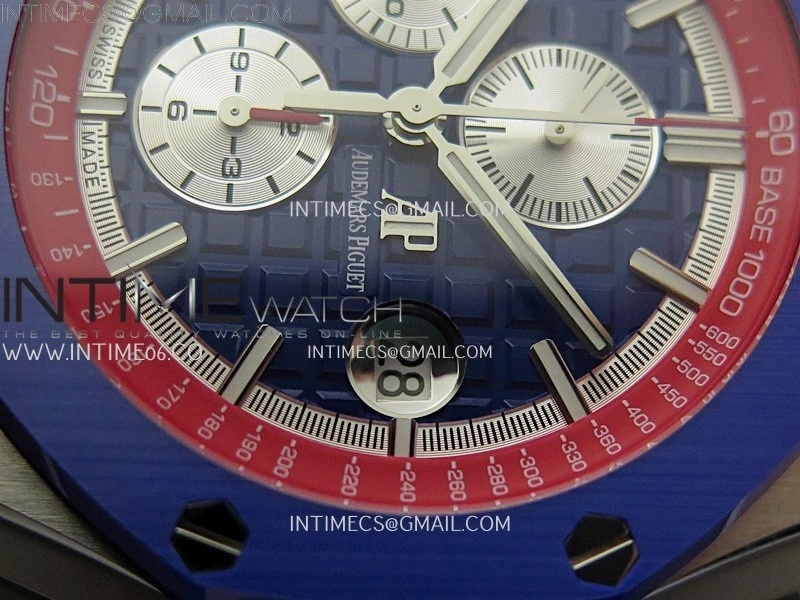 Royal Oak Offshore 44mm SS TKF 1:1 Best Edition Blue Red Dial on Blue Red Rubber Strap A3126