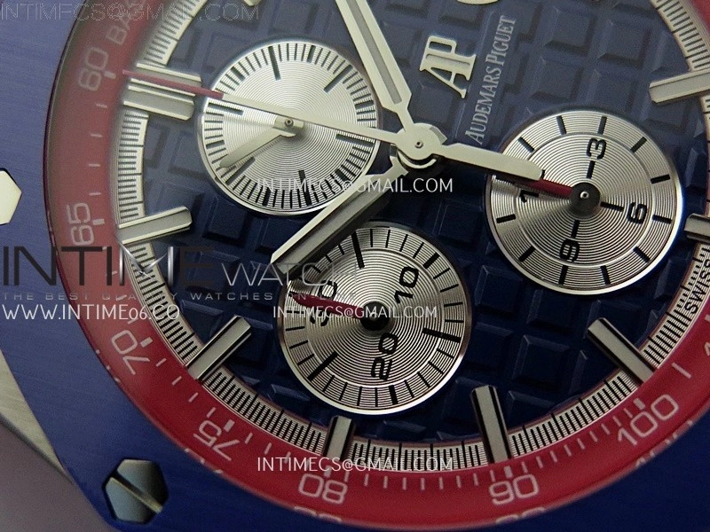 Royal Oak Offshore 44mm SS TKF 1:1 Best Edition Blue Red Dial on Blue Red Rubber Strap A3126