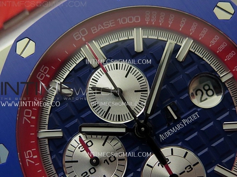 Royal Oak Offshore 44mm SS TKF 1:1 Best Edition Blue Red Dial on Blue Red Rubber Strap A3126