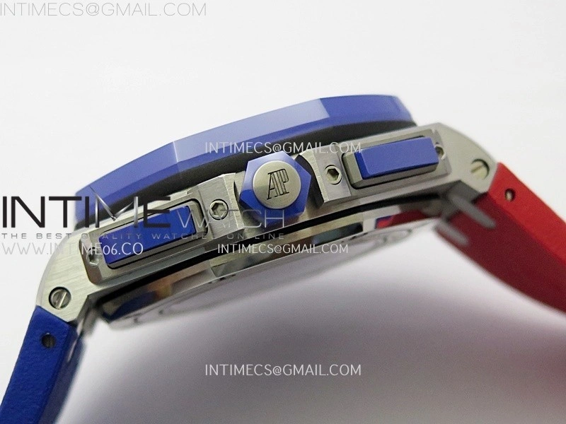 Royal Oak Offshore 44mm SS TKF 1:1 Best Edition Blue Red Dial on Blue Red Rubber Strap A3126