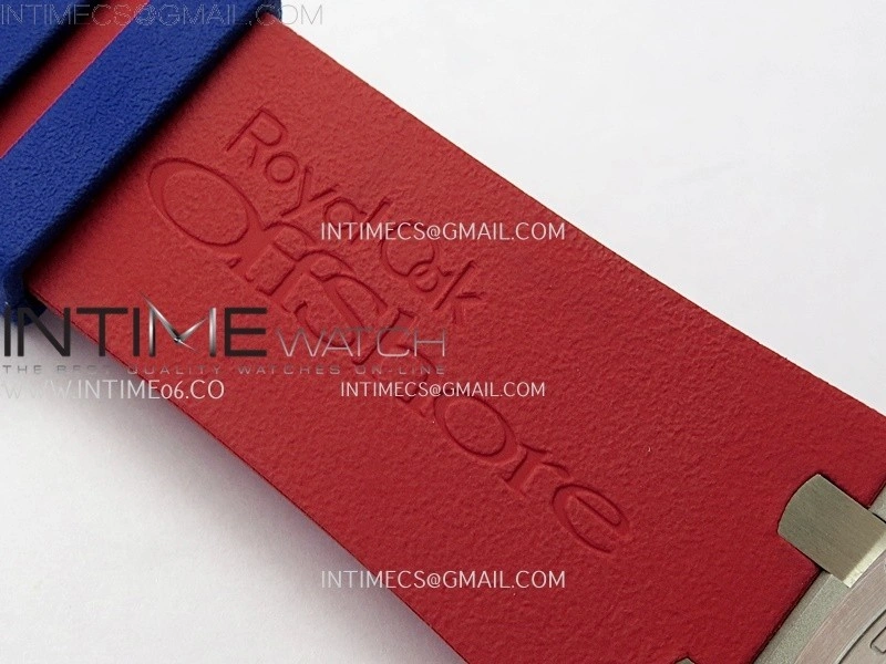 Royal Oak Offshore 44mm SS TKF 1:1 Best Edition Blue Red Dial on Blue Red Rubber Strap A3126