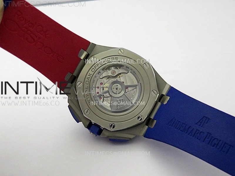 Royal Oak Offshore 44mm SS TKF 1:1 Best Edition Blue Red Dial on Blue Red Rubber Strap A3126