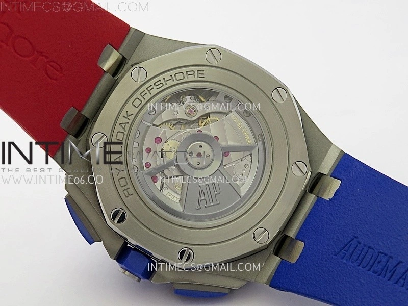 Royal Oak Offshore 44mm SS TKF 1:1 Best Edition Blue Red Dial on Blue Red Rubber Strap A3126