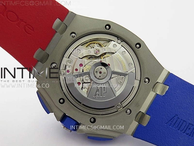 Royal Oak Offshore 44mm SS TKF 1:1 Best Edition Blue Red Dial on Blue Red Rubber Strap A3126