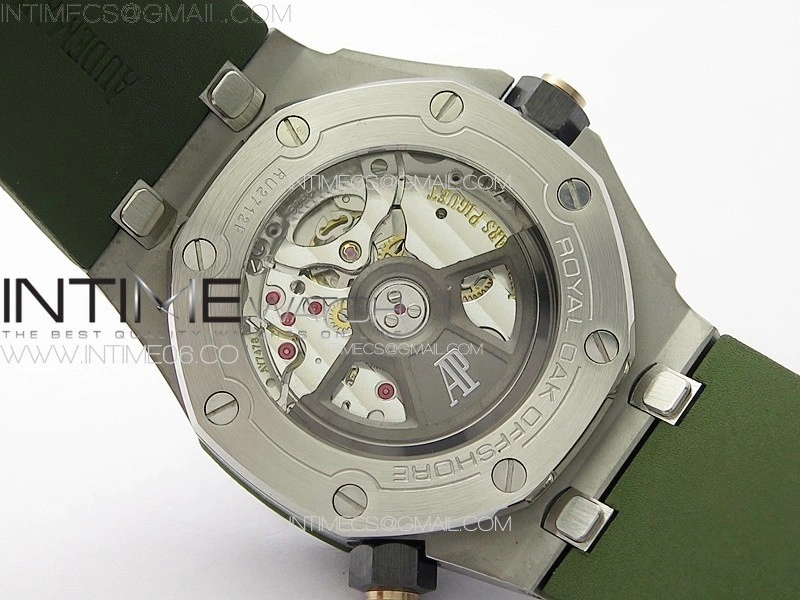Royal Oak Offshore Diver 15720 IPF 1:1 Best Edition Green Dial on Green Rubber Strap A4308