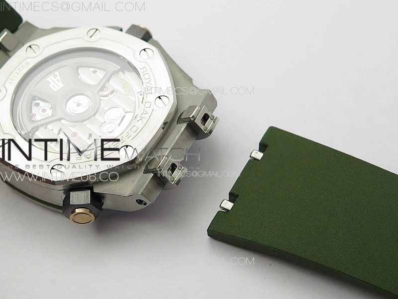 Royal Oak Offshore Diver 15720 IPF 1:1 Best Edition Green Dial on Green Rubber Strap A4308