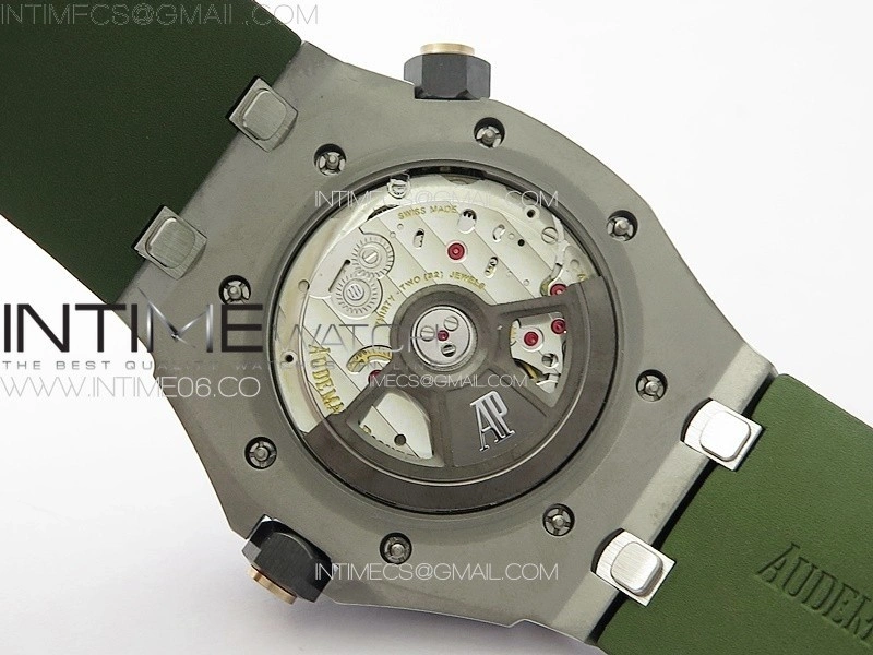Royal Oak Offshore Diver 15720 IPF 1:1 Best Edition Green Dial on Green Rubber Strap A4308