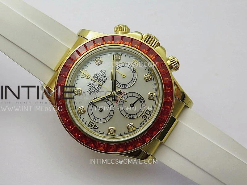 Daytona 116578 SACO "Orange Sapphire" SONIC 1:1 Best Edition White MOP Dial on White Oysterflex SA4130