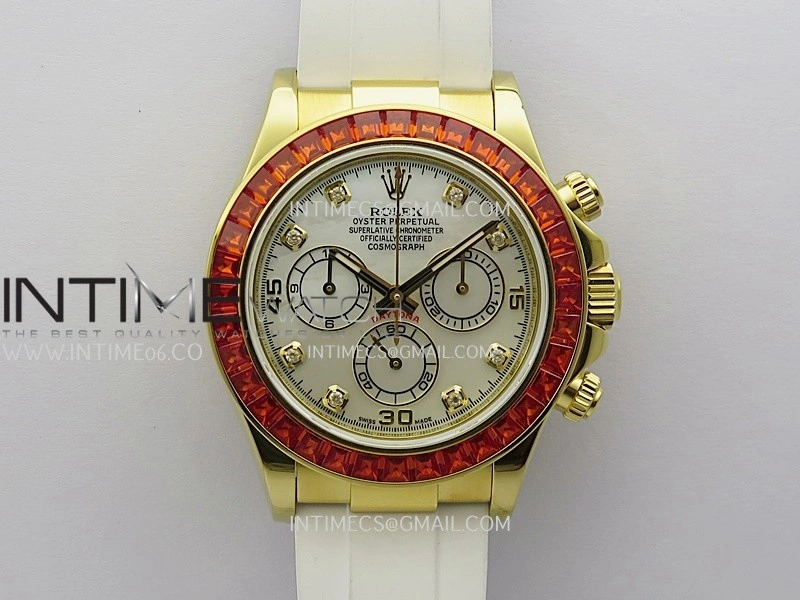 Daytona 116578 SACO "Orange Sapphire" SONIC 1:1 Best Edition White MOP Dial on White Oysterflex SA4130