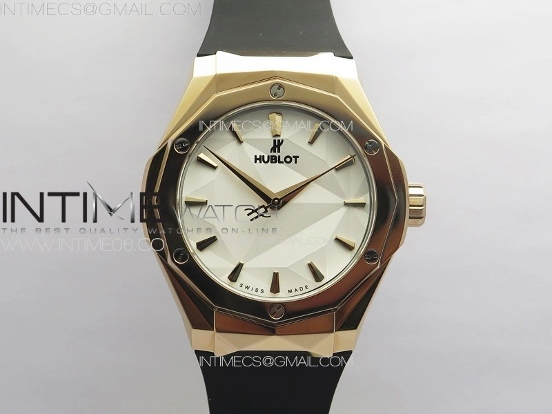 Classic Fusion Orlinski RG B50F 1:1 Best Edition White Faceted Dial on White Rubber Strap A2892
