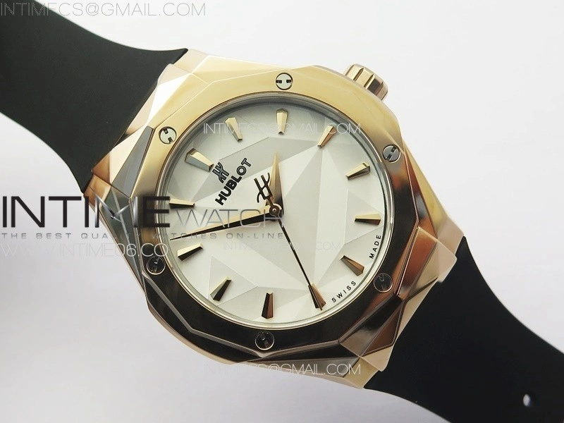 Classic Fusion Orlinski RG B50F 1:1 Best Edition White Faceted Dial on White Rubber Strap A2892