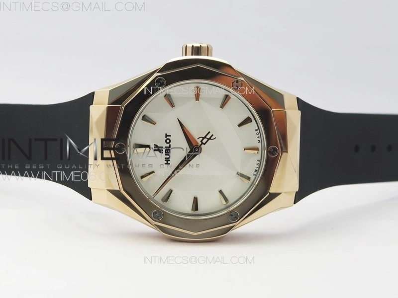 Classic Fusion Orlinski RG B50F 1:1 Best Edition White Faceted Dial on White Rubber Strap A2892