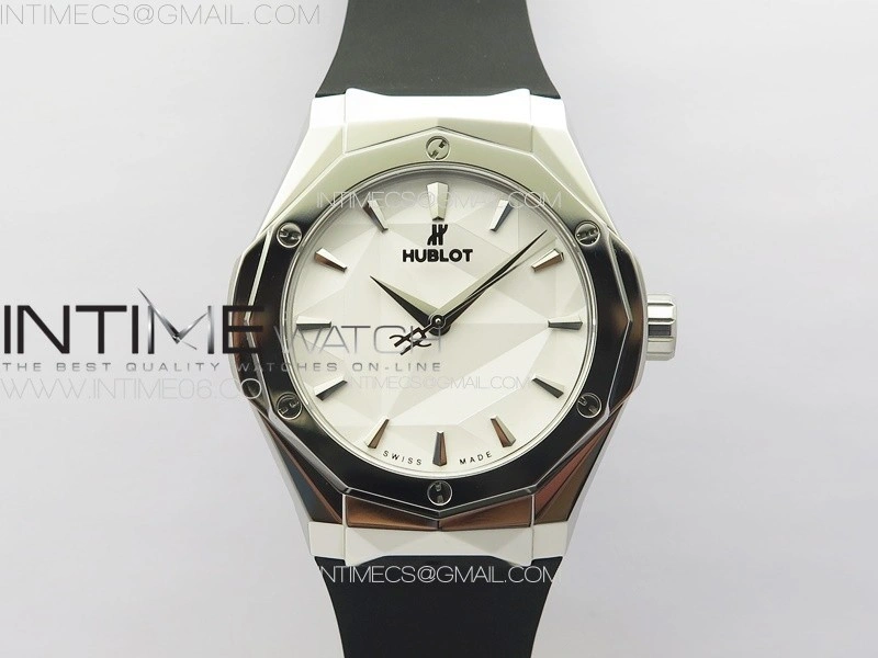 Classic Fusion Orlinski SS B50F 1:1 Best Edition White Faceted Dial on Black Rubber Strap A2892