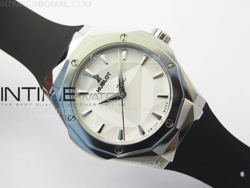 Classic Fusion Orlinski SS B50F 1:1 Best Edition White Faceted Dial on Black Rubber Strap A2892