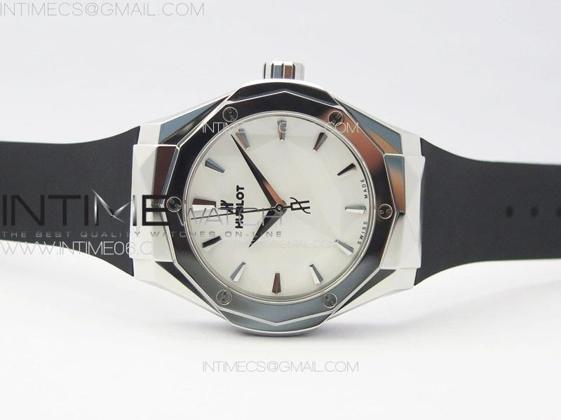 Classic Fusion Orlinski SS B50F 1:1 Best Edition White Faceted Dial on Black Rubber Strap A2892
