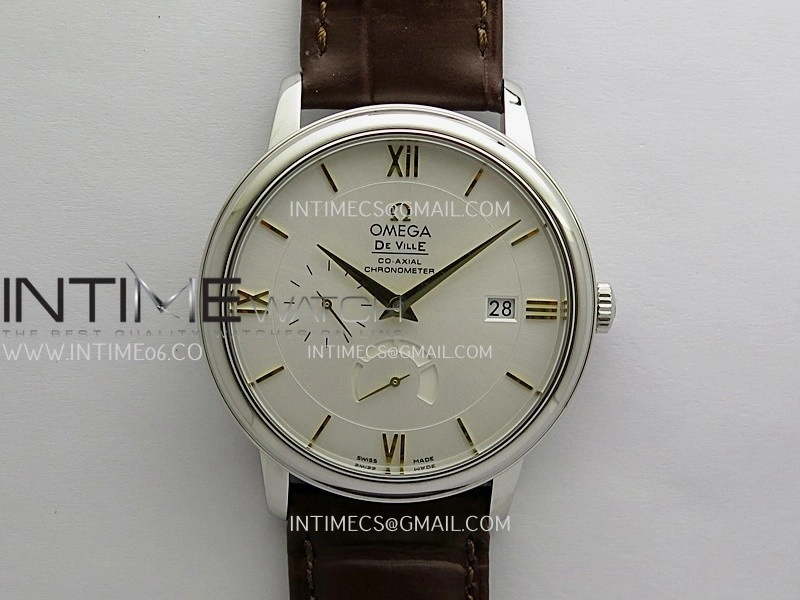 De Ville Prestige Real PR SS ZF 1:1 Best Edition White Dial Gold Marker Brown leather strap MIYOTA 9015
