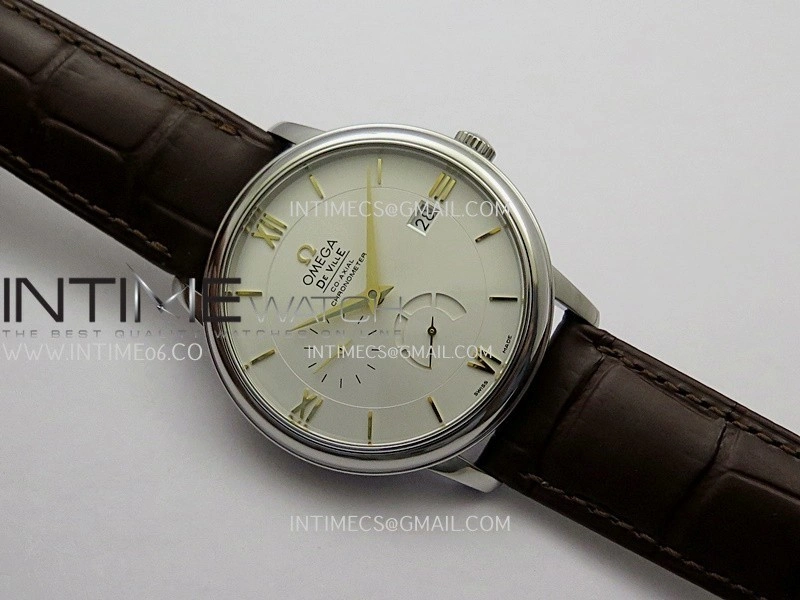 De Ville Prestige Real PR SS ZF 1:1 Best Edition White Dial Gold Marker Brown leather strap MIYOTA 9015