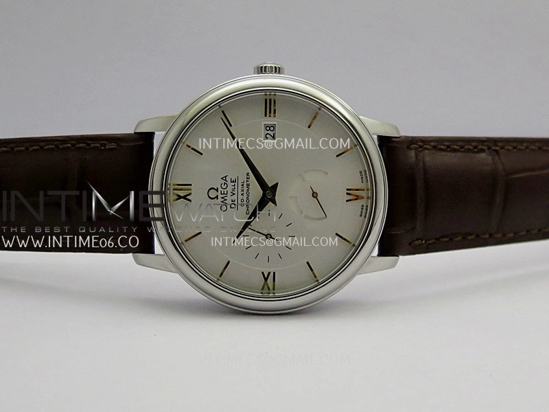 De Ville Prestige Real PR SS ZF 1:1 Best Edition White Dial Gold Marker Brown leather strap MIYOTA 9015