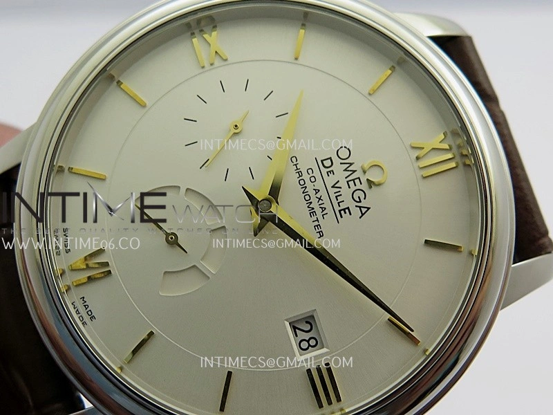 De Ville Prestige Real PR SS ZF 1:1 Best Edition White Dial Gold Marker Brown leather strap MIYOTA 9015