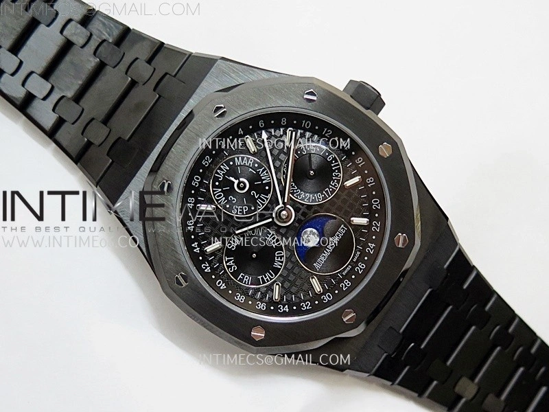 Royal Oak 41mm Perpetual Calendar 26579CE Black SS BBS Best Edition On Black SS Bracelet A5134