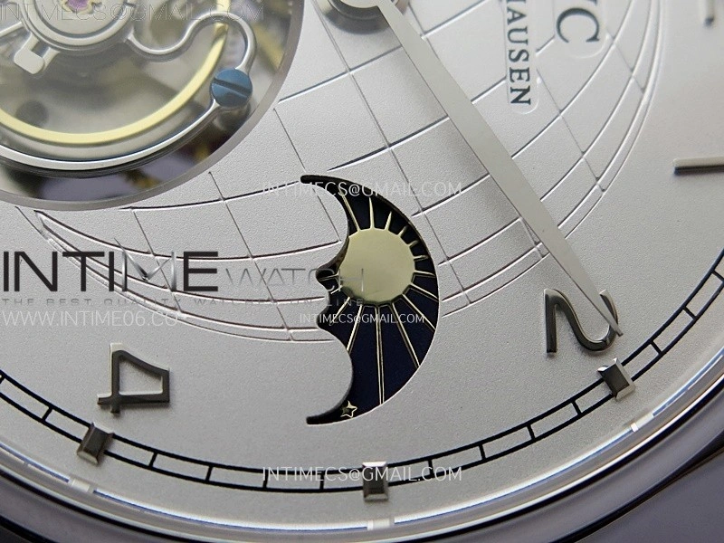 Portuguese Tourbillon Power Reserve SS AXF White Dial Sliver Numbers moonphase on Black Leather Strap