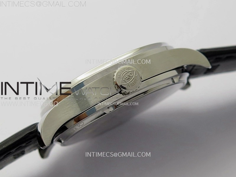 Portuguese Tourbillon Power Reserve SS AXF White Dial Sliver Numbers moonphase on Black Leather Strap