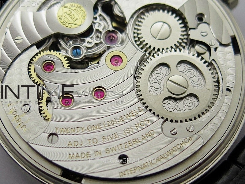 Portuguese Tourbillon Power Reserve SS AXF White Dial Sliver Numbers moonphase on Black Leather Strap