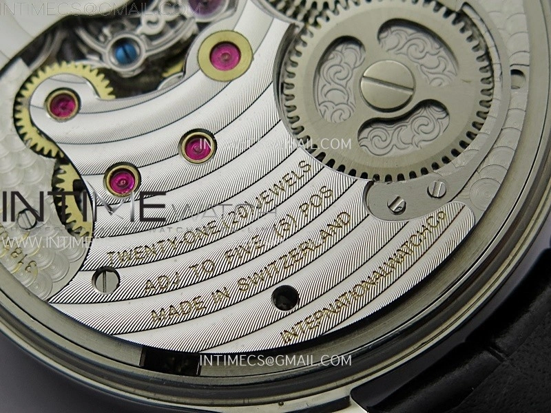 Portuguese Tourbillon Power Reserve SS AXF White Dial Sliver Numbers moonphase on Black Leather Strap