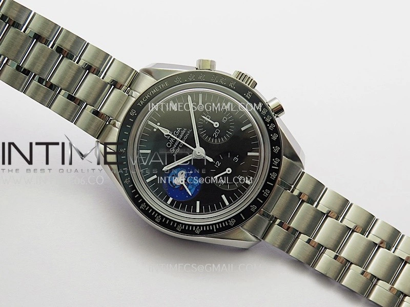 Speedmaster Professional Blue Snoopy SS N1F 1:1 Best Edition Black Dial On SS Bracelet A3861