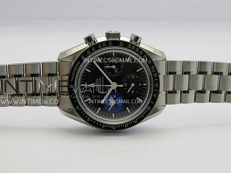 Speedmaster Professional Blue Snoopy SS N1F 1:1 Best Edition Black Dial On SS Bracelet A3861
