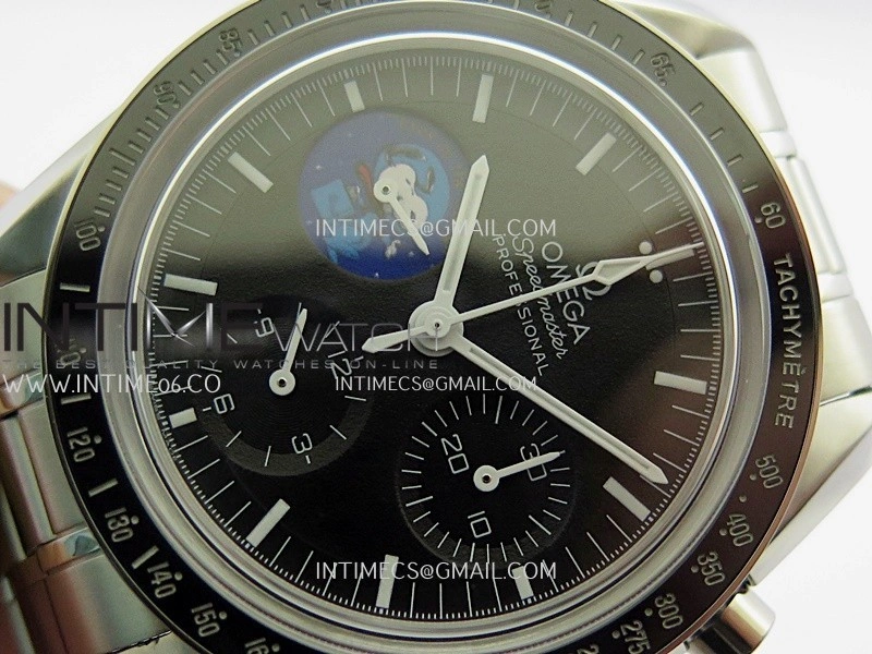 Speedmaster Professional Blue Snoopy SS N1F 1:1 Best Edition Black Dial On SS Bracelet A3861