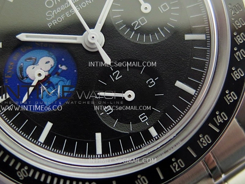 Speedmaster Professional Blue Snoopy SS N1F 1:1 Best Edition Black Dial On SS Bracelet A3861