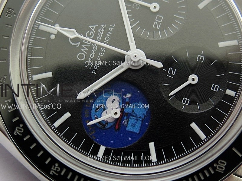 Speedmaster Professional Blue Snoopy SS N1F 1:1 Best Edition Black Dial On SS Bracelet A3861