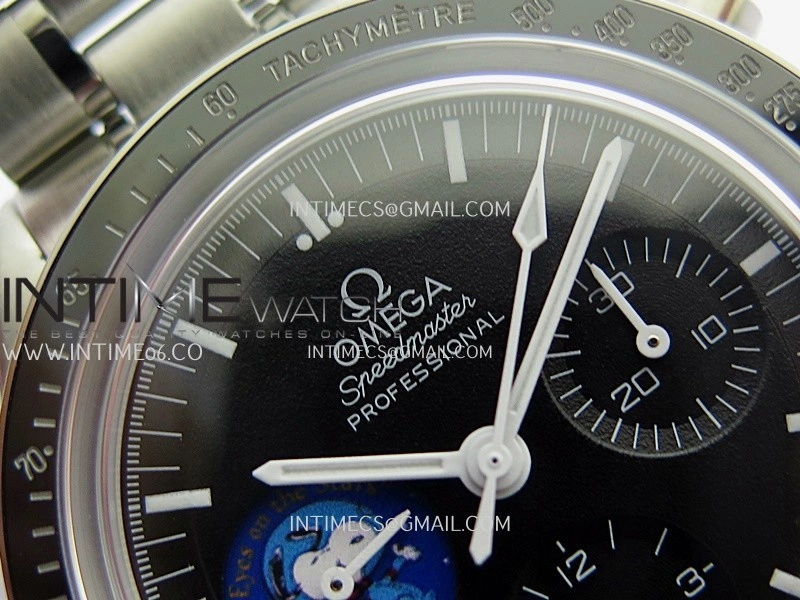Speedmaster Professional Blue Snoopy SS N1F 1:1 Best Edition Black Dial On SS Bracelet A3861